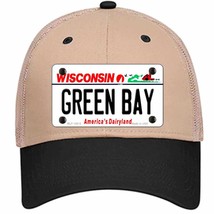Green Bay Wisconsin Novelty Khaki Mesh License Plate Hat - £22.80 GBP