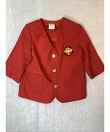 Vintage Boys Size 3T Red Embroidered Sports Coat - Gold Button Blazer - $15.00