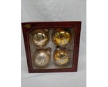 Vintage Christmas Ornaments By Krebs (4) Gold Round Glitter  - £27.85 GBP