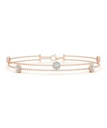 ANGARA 0.78 Ct Round Diamond Alternate Halo Double Chain Bracelet in 14K... - $3,319.00