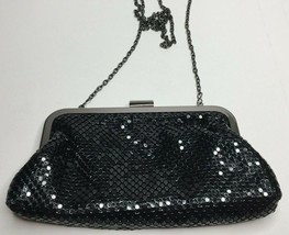 Jessica McClintock Small Black Clutch Evening Sequin Chain Shoulder Bag Purse - £31.96 GBP