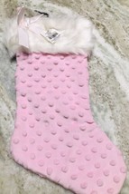 Christmas Baby Girl Stocking 14 1/2  Pink Bubble Fabric w/White Faux Fur... - £22.42 GBP