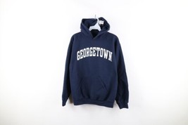 Vintage Mens Small Faded Spell Out Georgetown University Hoodie Sweatshirt Blue - £47.70 GBP