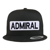 Trendy Apparel Shop Admiral Patch 5 Panel Flatbill Baseball Cap - Black - £20.14 GBP