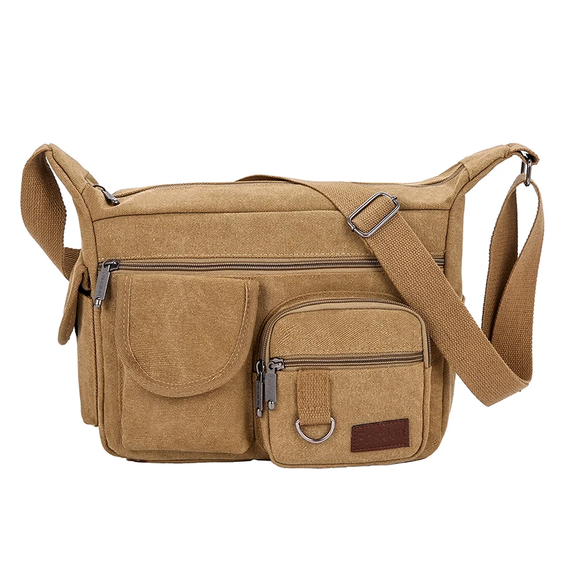 Men&#39;s Casual Style Canvas Shoulder Bags Travel Large Multi-Space Handbag... - £23.02 GBP