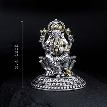 2D Pure 925 Silver Oxidized Ganesha Idol religious Diwali gift - $146.30
