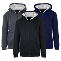 Men&#39;s Heavy Weight Sherpa Fleece Lined Hoodie Sweater Jacket - Full Zip - S-XXL - £16.42 GBP