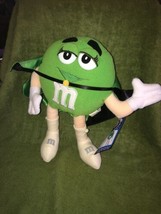 Green M&amp;M&#39;s Halloween Stuffy with green/black cape Tags - $21.28
