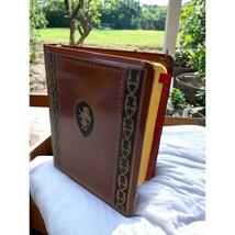 Addresss Book Organizer Vintage Brown Faux Leather Lion Emblem Gold Trim... - $24.96