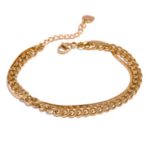 Yhpup Stainless Steel Double Layered Chain Bangle Bracelet Trendy Golden Stylish - £9.71 GBP