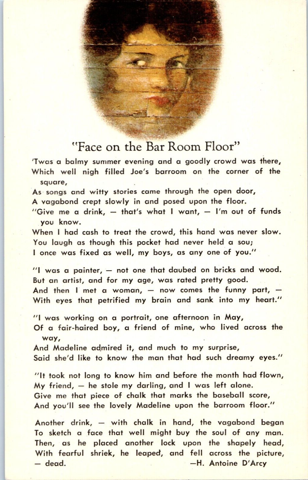 Primary image for Painting of The Face on the Barroom Floor Teller House Colorado Postcard