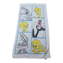 Vintage Looney Tunes Towel 90s Tweety Bird Sylvester Beach Bath Cartoon Logo SEE - £29.28 GBP