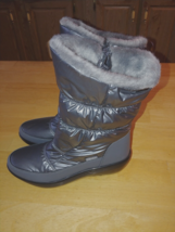 SKECHERS ADVENTURE LADIES GRAY PUFFY PADDED 11&quot; BOOTS-SZ 9-WORN ONCE-FAU... - £35.30 GBP