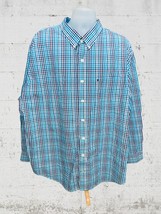 Izod Premium Essential button down long sleeve multicolor plaid men’s shirt 3XL - £22.12 GBP