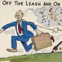 Humorous Vintage Postcard Off The Leash Husband Wife Marriage Funny Cartoon Art - £7.86 GBP
