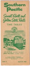 Southern Pacific Railway Sunset &amp; Golden State Routes Time Tables Schedules 1961 - £7.56 GBP