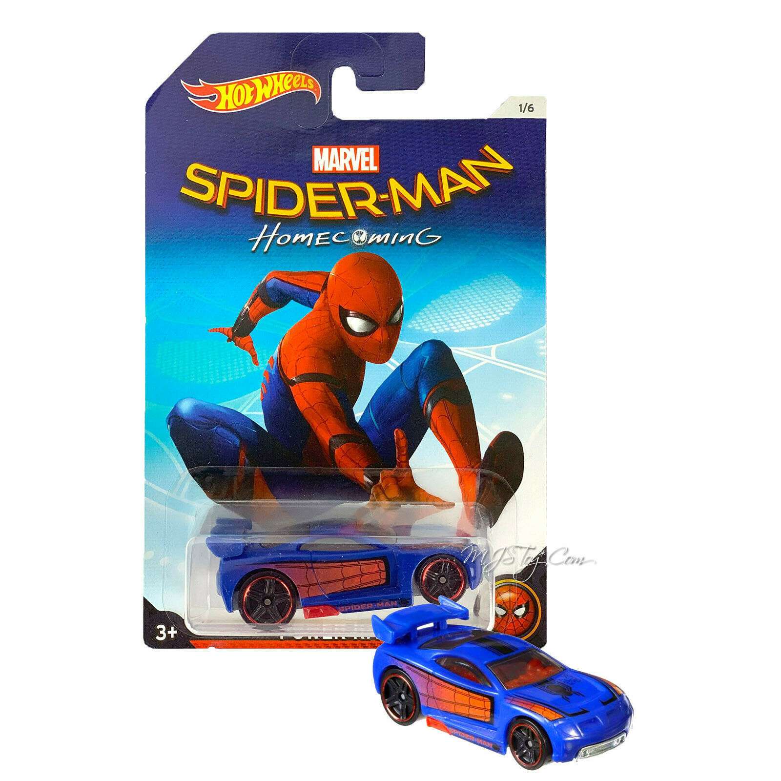 Year 2016 Hot Wheels Spider-Man 1:64 Die Cast Car 1/6 - Homecoming POWER RAGE - £11.94 GBP