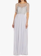 NWD Adrianna Papell Women’s Beaded Mesh/Chiffon Long Mob Gown Serenity Size 12 - $44.54