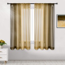 Ombre Sheer Curtains Chocolate Brown Sheer Curtains Volie Rod Pocket Gradient - £26.02 GBP