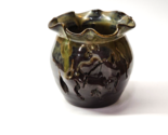 Lufkin Pottery SEAGROVE, NC Witness Crock Drip Glaze Olive Green Utensil... - $34.97