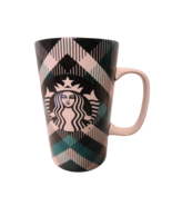 Starbucks 2015 Tartan Green White Black Plaid 16 Fl Oz Ceramic Coffee Mug - £11.68 GBP