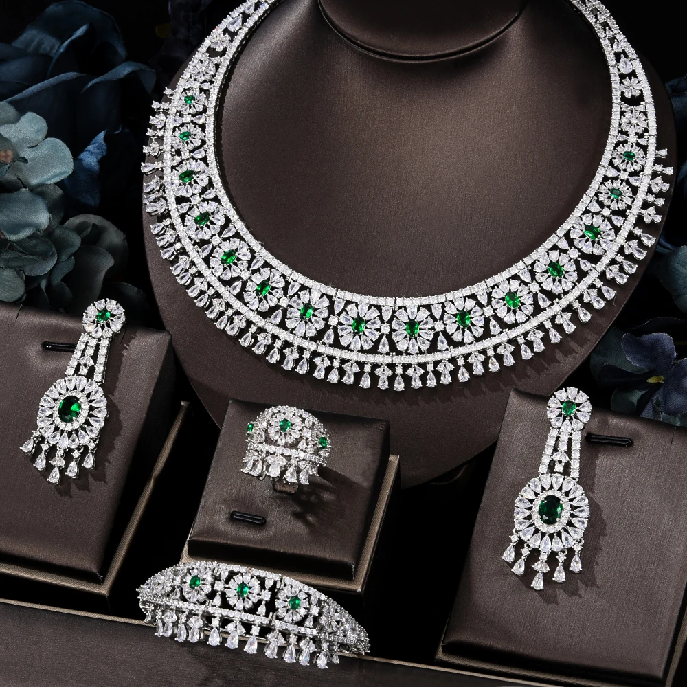 New Flowers 4Pcs African Jewelry Sets for Women Wedding Luxury Naija Dubai Jewel - $274.50