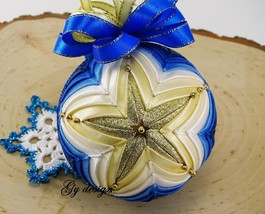 Quilted ornaments no sew ornament blue ornament Christmas ornament Chris... - $25.00