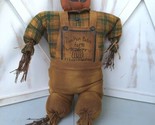Halloween Pumpkin Head Scarecrow Primitive/Folk Art Plush Doll Wearing O... - $28.70