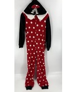 Disney Minnie Mouse One Piece Fleece Zip Up PJs Pajamas Red Black Size M... - €29,77 EUR