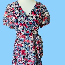 Tahari Ladies Ss Belted Lined Tiered Colorful Floral Asymmetrical Dress Nwt 2 - £67.17 GBP