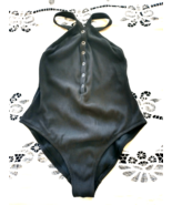 Womens Ribbed Black T-strap Bodysuit/Bathingsuit, 6 snap, full coverage ... - $17.83 CAD