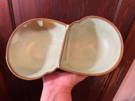 Vintage Frankoma Rounded Divided Dish Bowl Prairie Green - $24.17