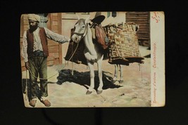 Vintage Travel Souvenir Postcard Donkey Cart &amp; Man Istanbul Constantinople - £11.34 GBP