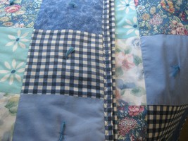MiniPatch Hand-tied Cotton Crib and Toddler Quilt in Bright Blues or Greens - £180.07 GBP