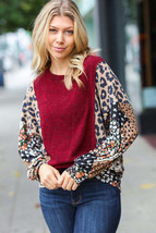 Feeling Bold Burgundy Two Tone Floral &amp; Animal Print Top - £26.61 GBP