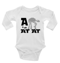 A is for AT AT Star Wars Unisex Onesie, Long or Short Sleeves White - £17.30 GBP