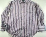 Robert Graham Camicia Da Uomo M Blu Rosa a Righe Ricamato con Bottoni Co... - $27.68