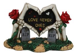 Red Roses Love Never Dies Skeleton Hand Heart Tombstones Cake Topper Fig... - $491.15 MXN