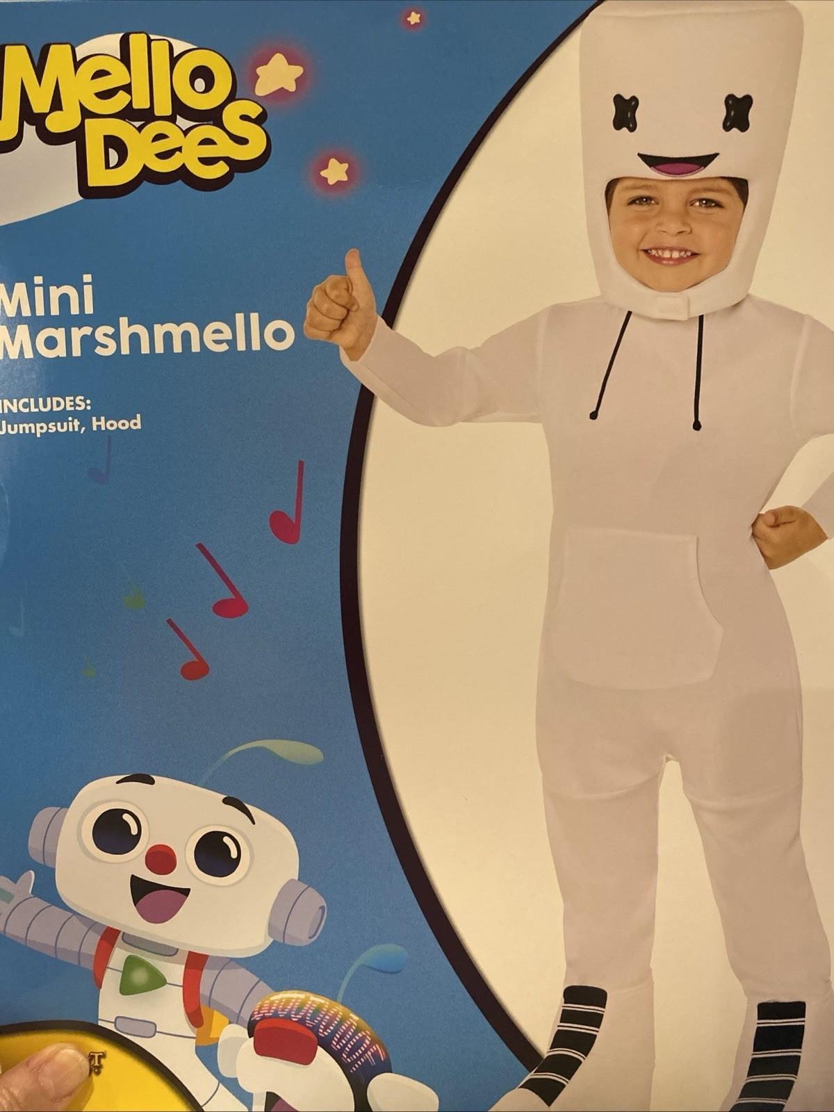 Spirit Halloween Mello Dees Mini Marshmello Costume Toddler 3T-4T NWT - $37.99