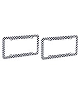 Checkered License Plate Frame Set of 2 – Black White Racing Style Plastic - $14.99