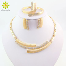 Fashion Wedding Bridal Crystal Rhinestone Jewelry Sets African Beads Dubai Gold  - £28.13 GBP