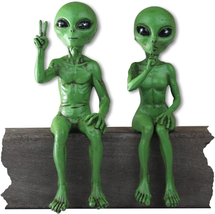 John Bernard &amp; Company Alien Invasion Shelf Sitters &#39;Peace &amp; Quiet&#39; 10” H UFO Ga - £51.72 GBP