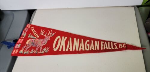 Primary image for Vintage Pennant Flag Okanagan Falls B.C. British Columbia VTG Canada Elk Deer