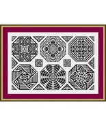 Antique Hexagon Tiles Sampler Monochrome Set Counted Cross Stitch Patter... - $130.59 MXN