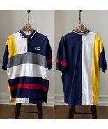 Vintage 90s Izod Nautical Primary Colorblock Pique Cotton Polo Golf Shir... - $29.76 CAD