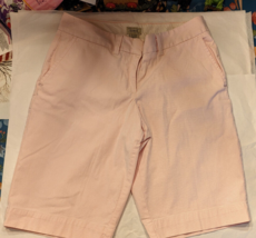 LL Bean Seersucker Striped Cotton Stretch Shorts Women&#39;s Size 8 Pink - $14.50