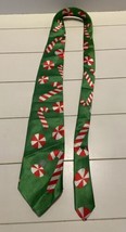 Christmas Candy with Candy Canes Green Necktie - £5.77 GBP