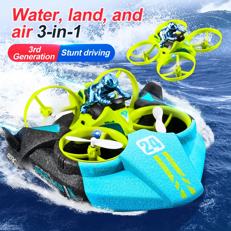 Amphibious Rc Car Three-in-one Unmanned Helicopter, Sea, Land, and Air Flying - £35.05 GBP+