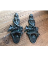 2 Cast Iron Wall Mounted Mermaid Bottle Openers Bar Beer Pop Soda Cabin ... - $27.15 CAD
