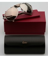 NEW Cartier CT0077S 002 Silver SUNGLASSES 61-16-135mm France - $945.69